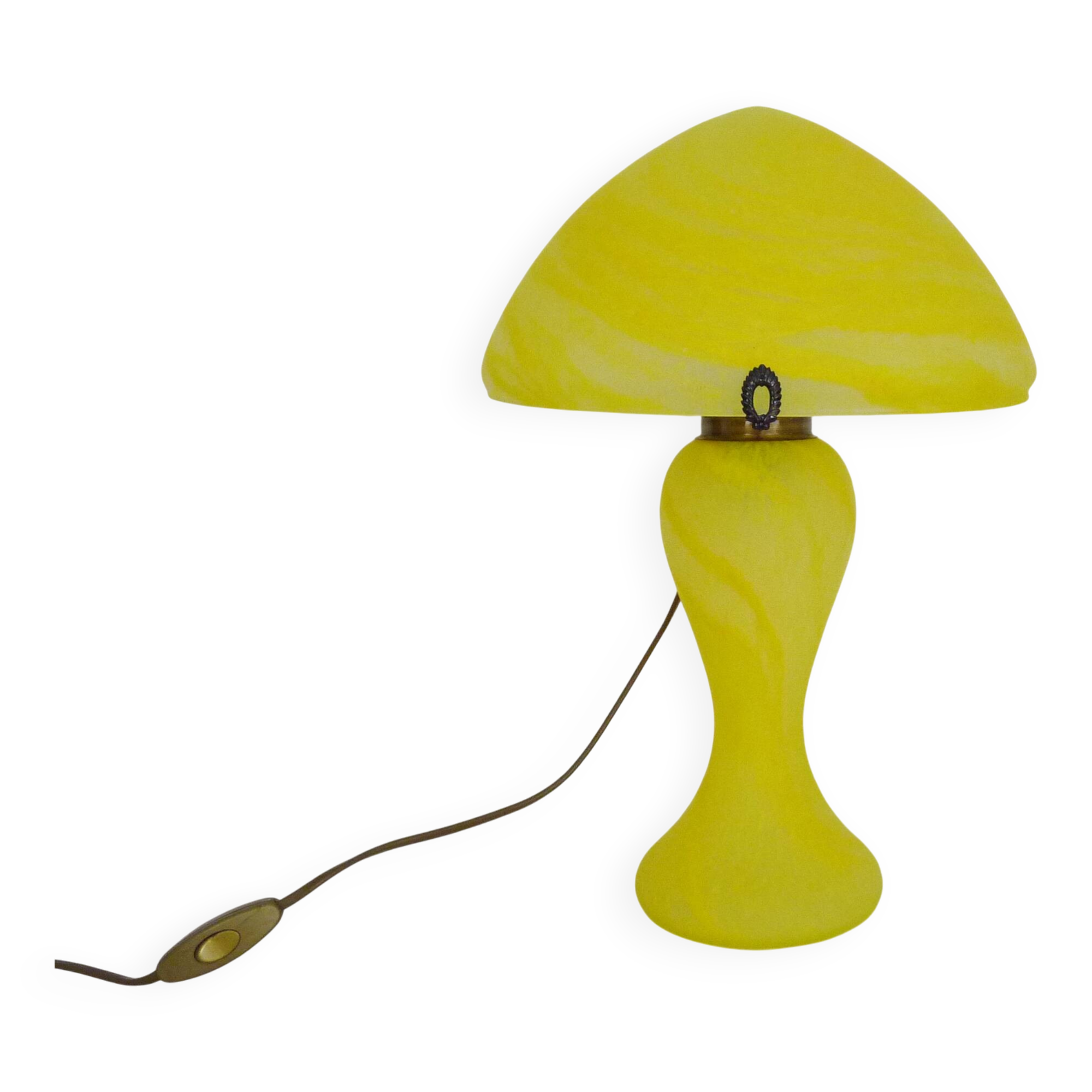 Yellow glass paste mushroom lamp in Art Nouveau style