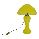 Lampe champignon en pâte de verre jaune style Art Nouveau