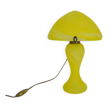 Yellow glass paste mushroom lamp in Art Nouveau style
