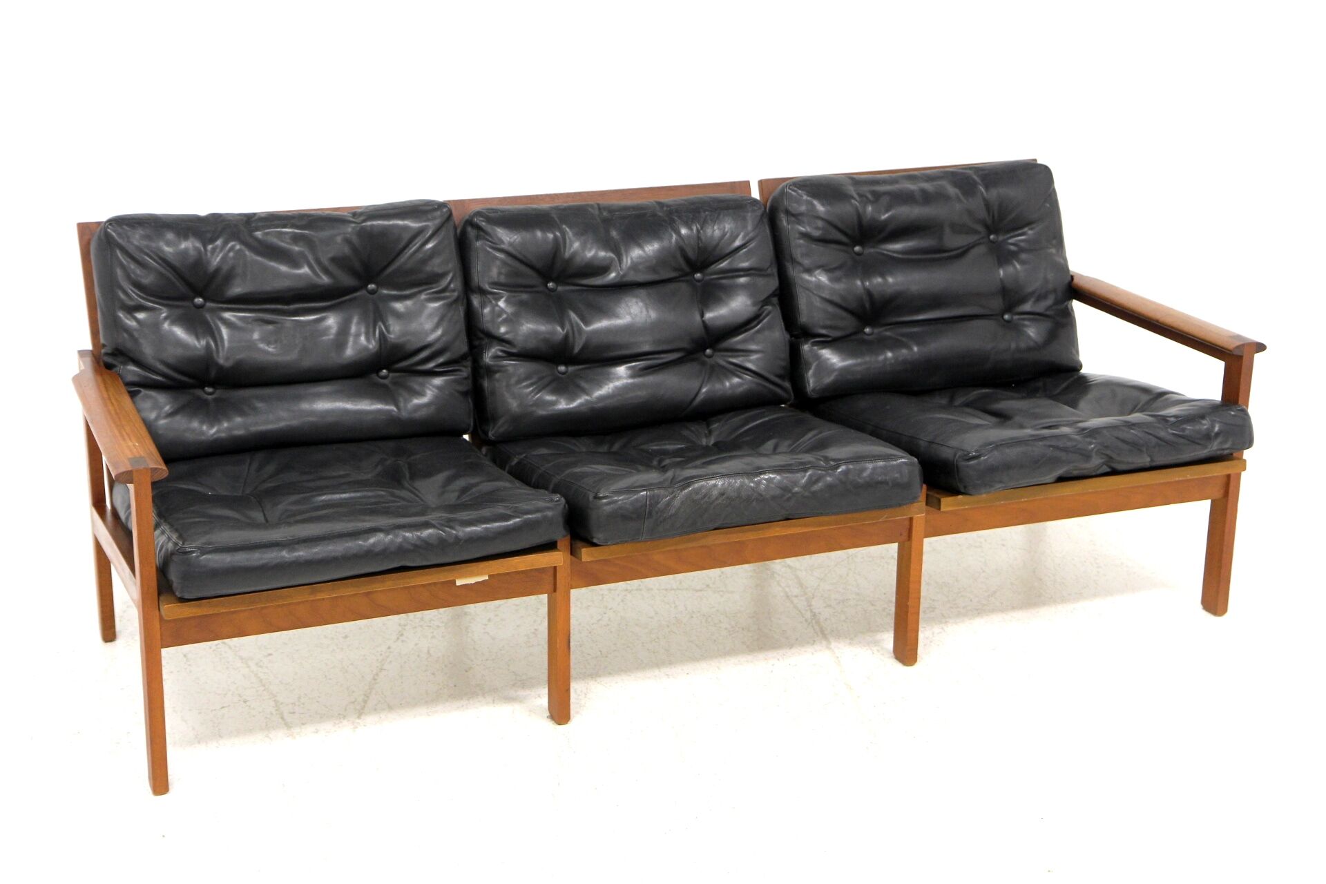 Scandinavian sofa 3 places in leather "Capella" Illum Wikkelso, Denmark, 1960