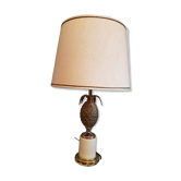 Lampe ananas ancienne laiton et métal doré, années 70
