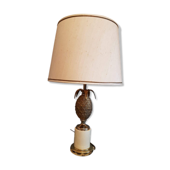 1970s old brass pineapple and gold metal lamp