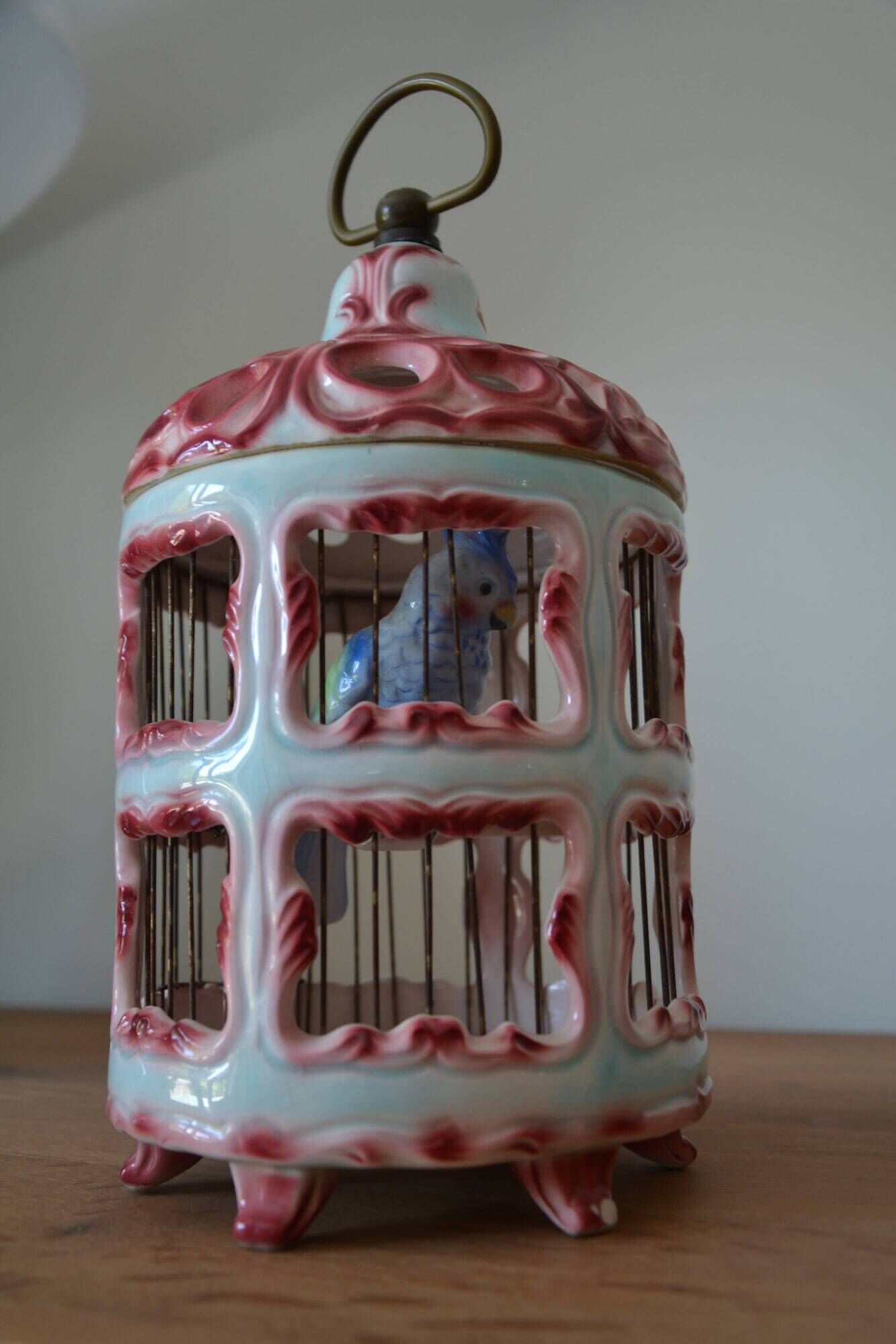 Antique Italian ceramic birdcage