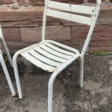 2 chairs Tolix T2 Xavier Pauchard French bistrot chairs Paris Garden terrace 50s