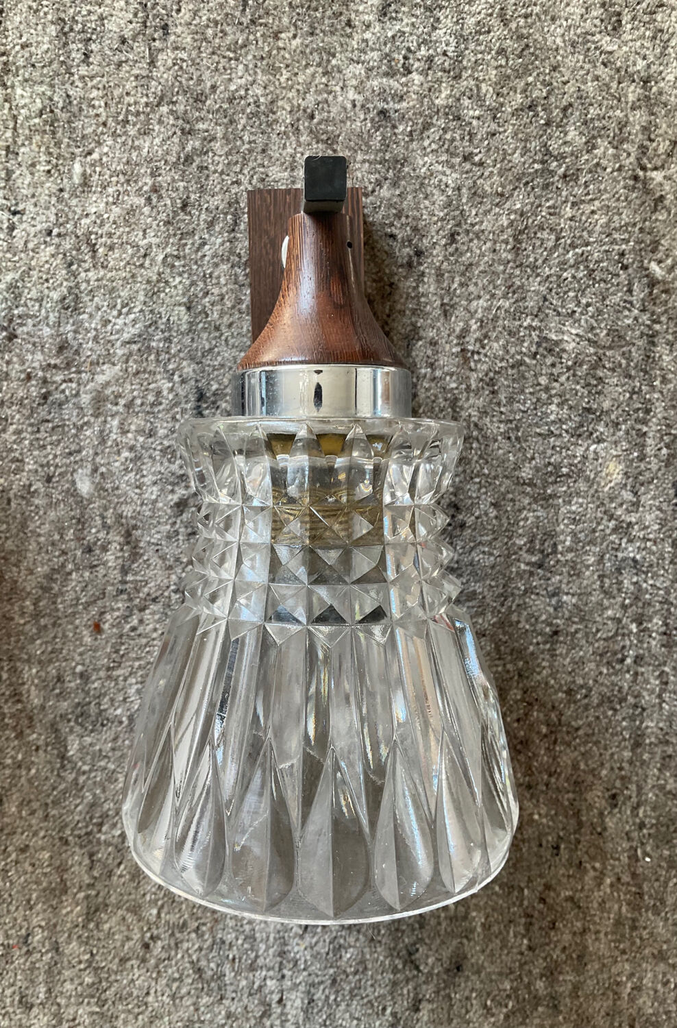 Pair of 60s teak and molded glass sconces