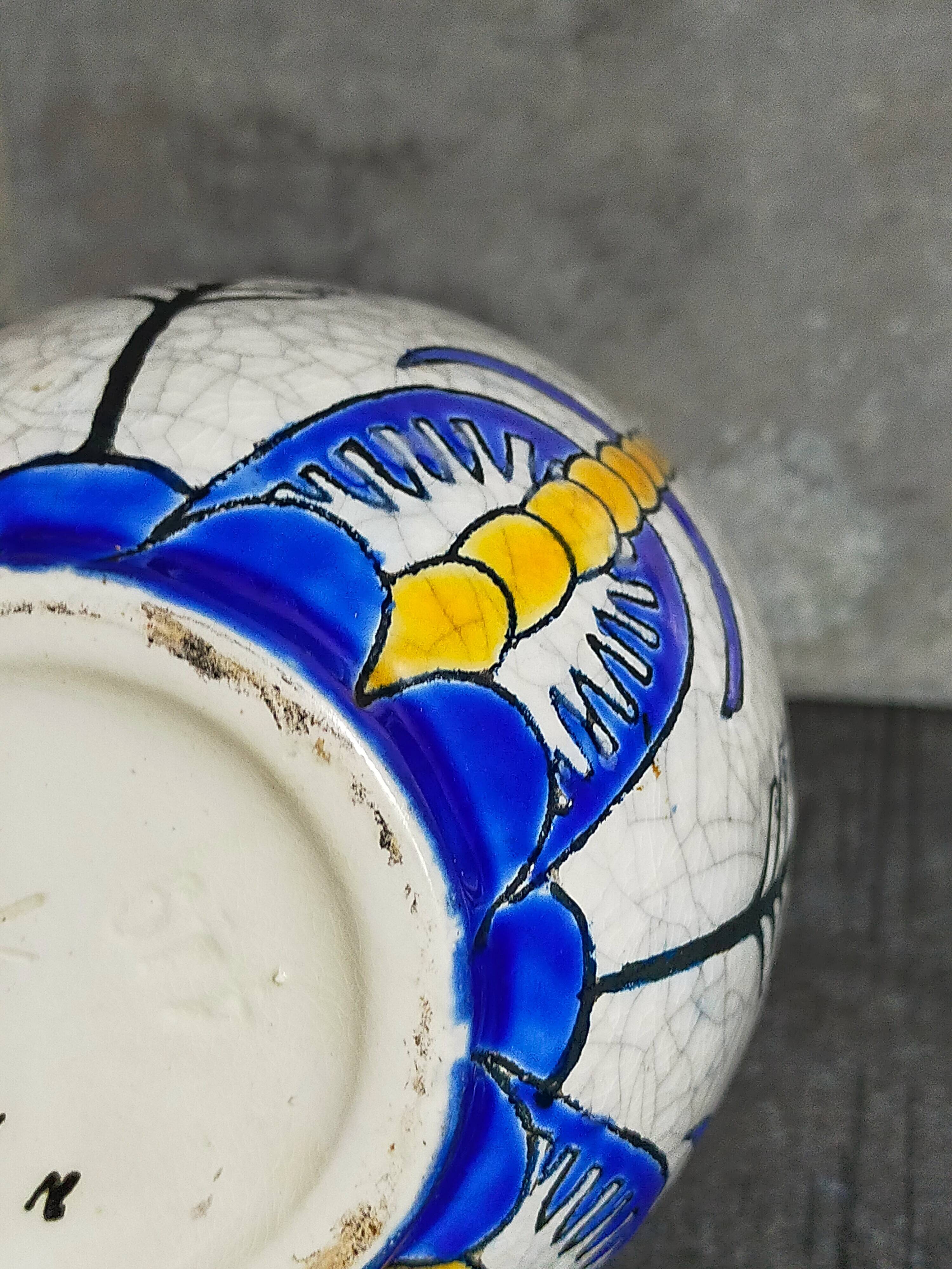 Soliflore bottle vase in fine earthenware boch frères la louvière-keramis early 20th century