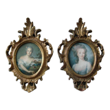 Set of 2 old frames in gilded and carved wood