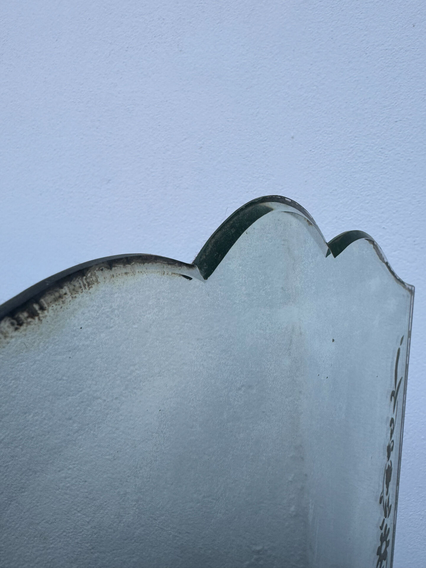 Art Deco engraved tabletop mirror