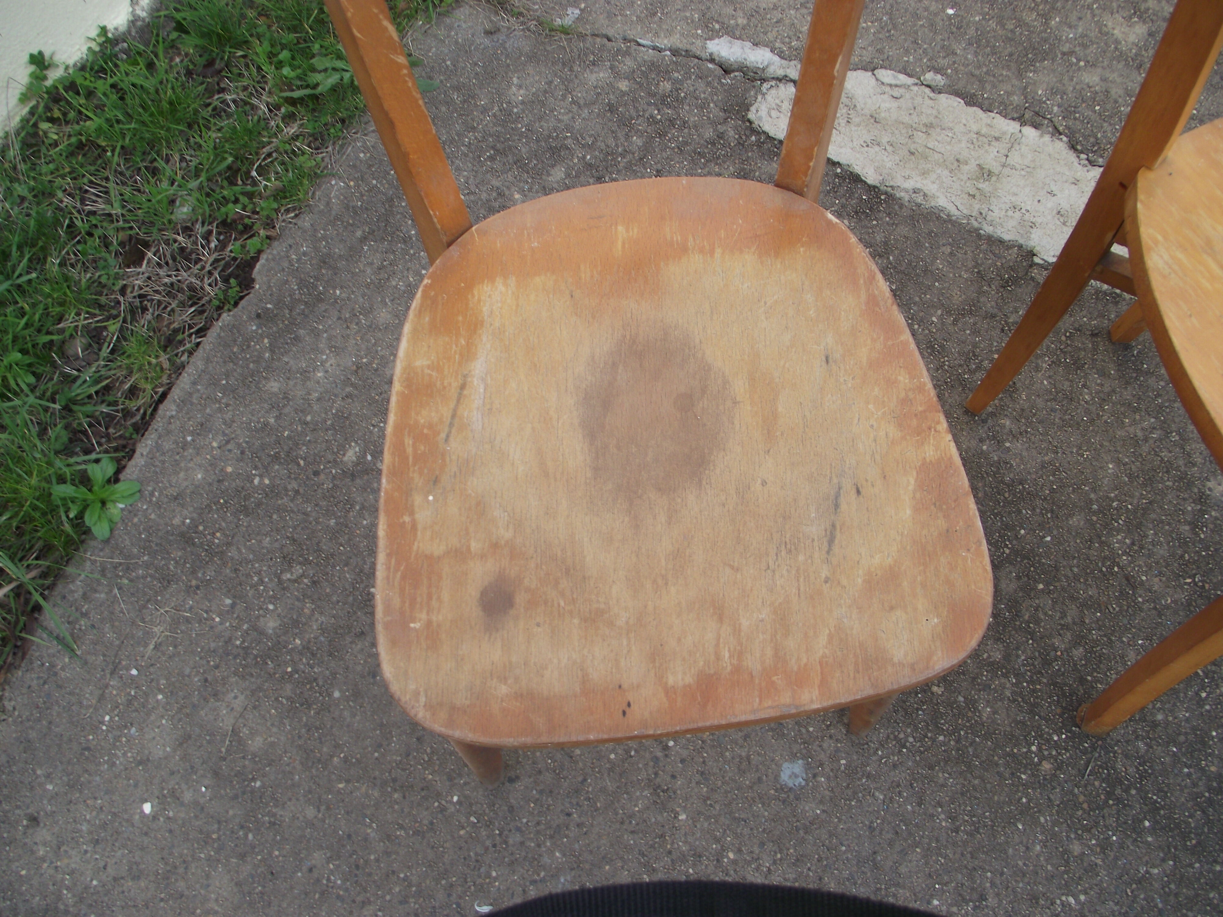 2 wood bistro chairs