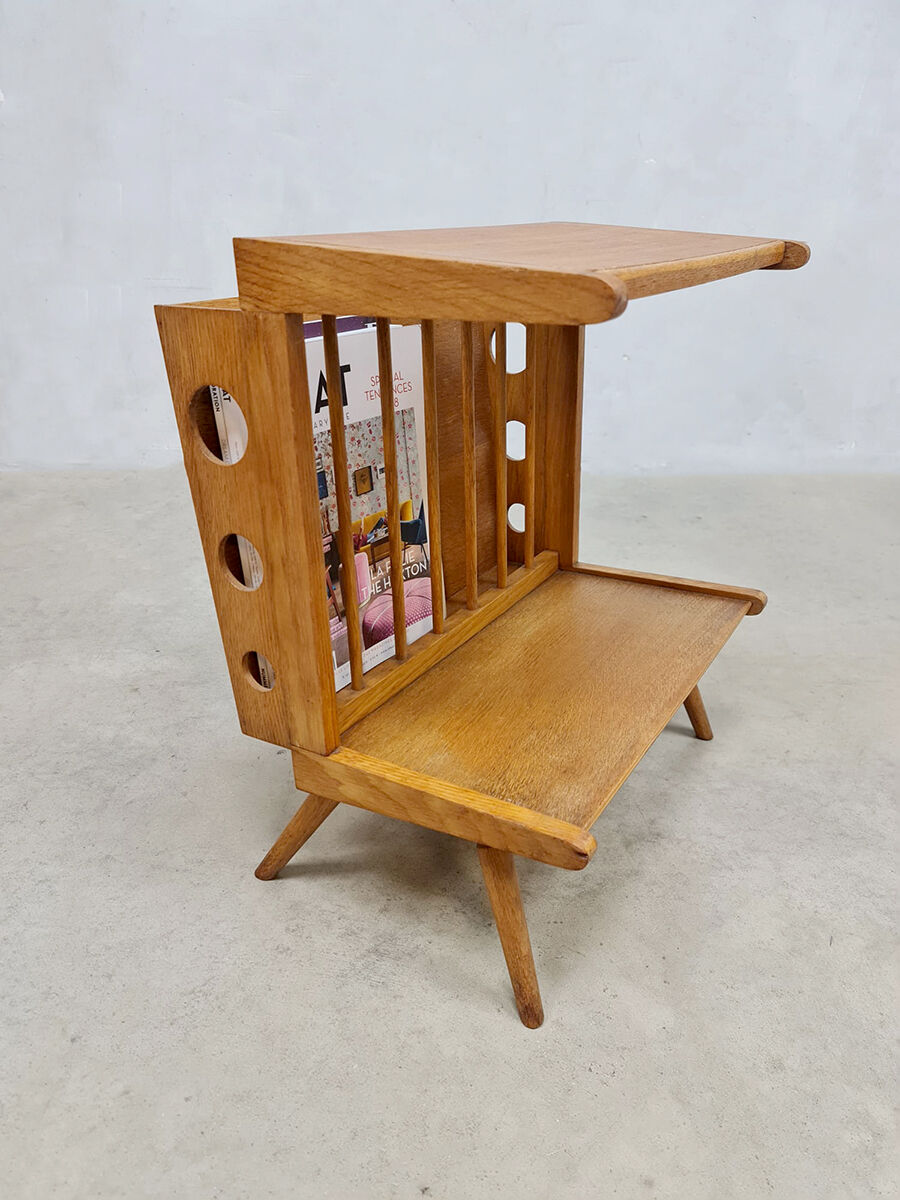 Vintage Dutch design side table magazine rack