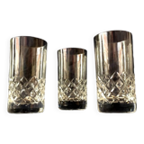 Set of 3 cross-cut crystal liqueur glasses