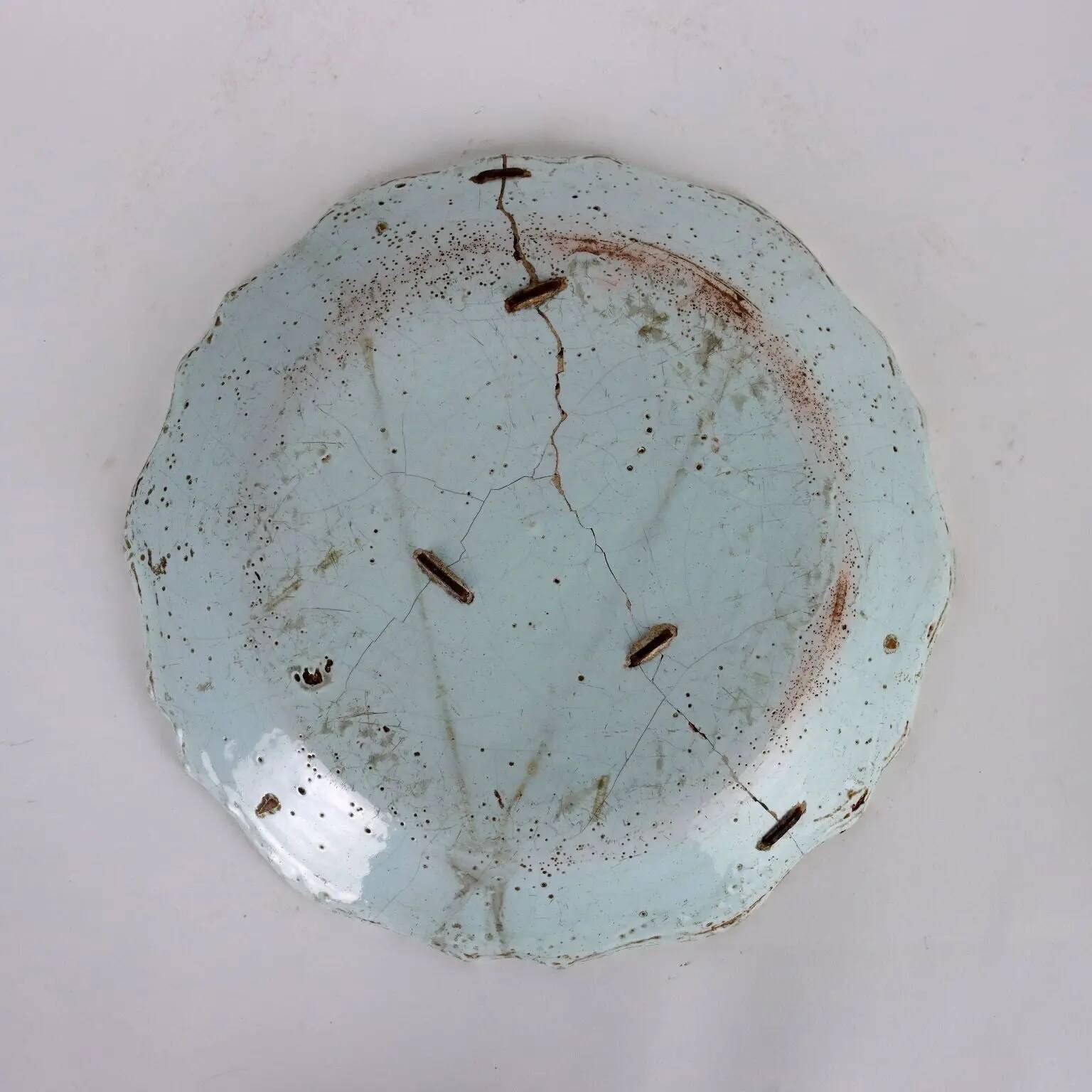 Antique plate in Rouen faience, France, mid-19th century