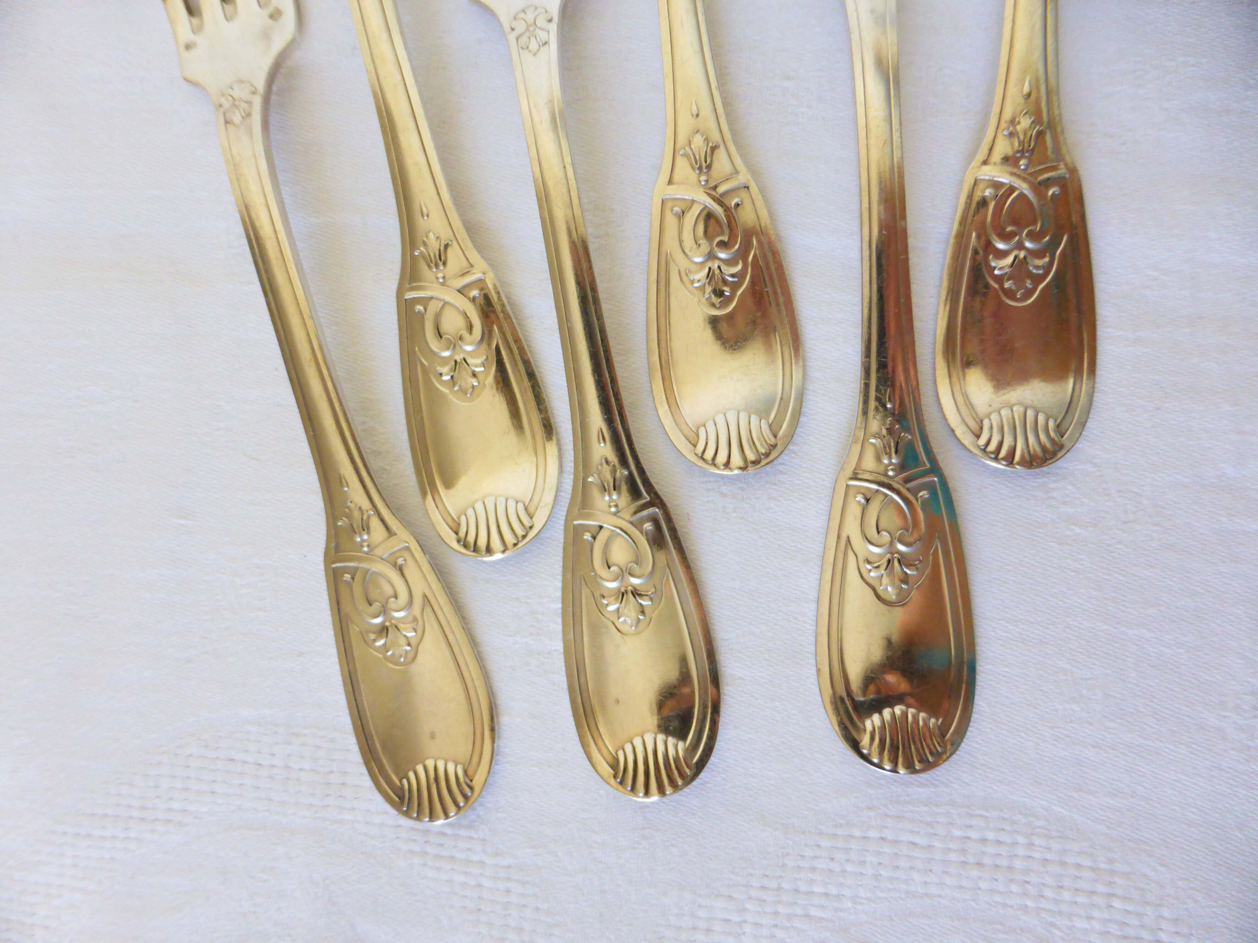 6 vintage silver metal forks punched 2106158