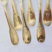 6 vintage silver metal forks punched 2106158