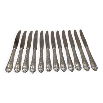 12 silver-plated dessert knives by silversmith Florian Frionnet, 21.2cm