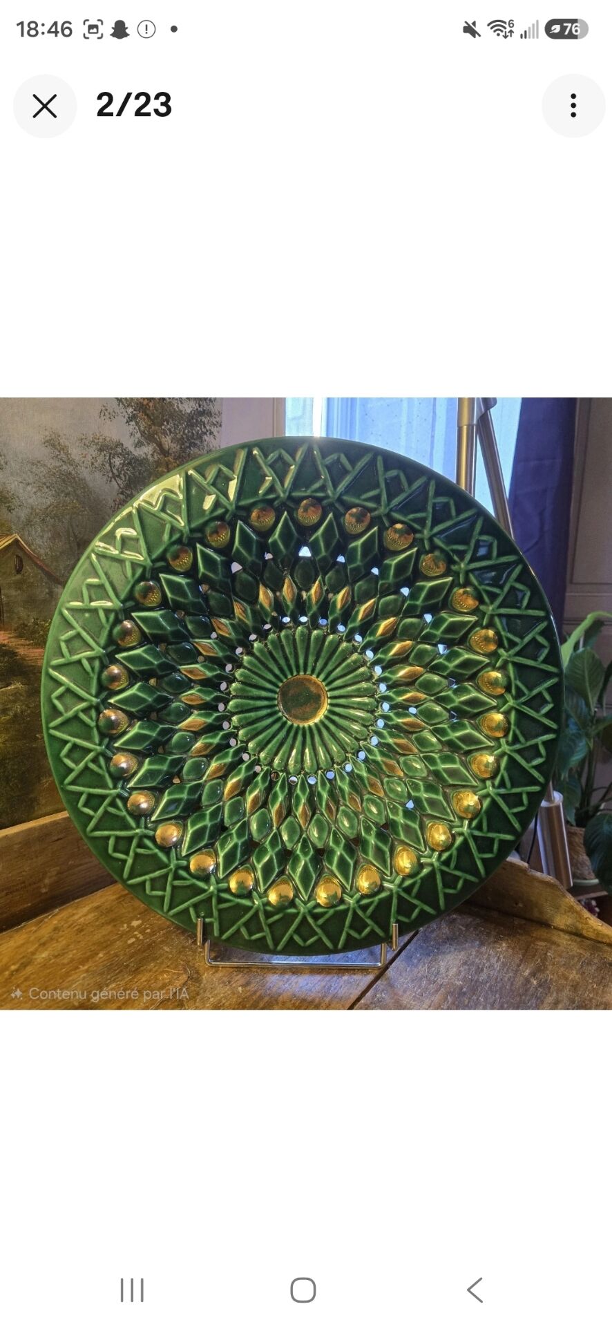 Magnificent and Huge Fruit Basket with Gold Highlights from the 50s-70s