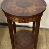 Pedestal table / Round seat in wood marquetry