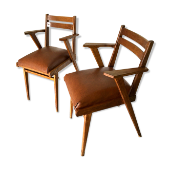 Pair of bridge armchairs 60s