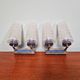 Pair of double wall lights in glass and blue lacquered metal, 1950s-60s