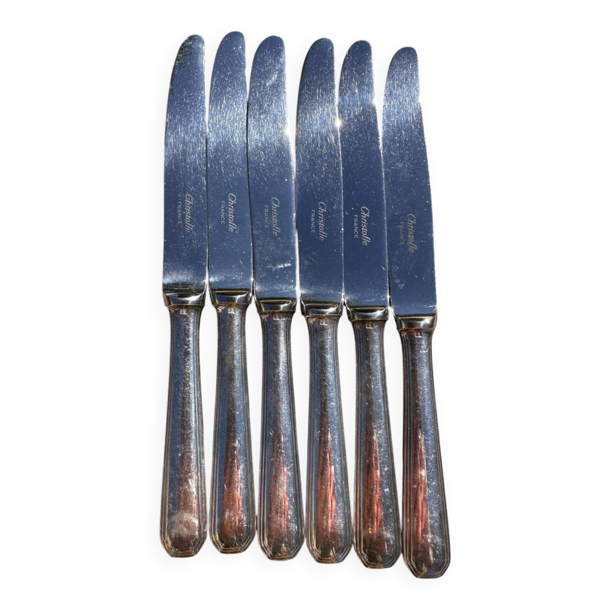 Set of 6 Christofle Cheese Knives - America Model by Luc Lanel
