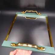 Plateau en bois métal et miroir vers 1950