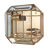 Brass wall lamp beveled glasses