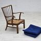 1960s, Danish easy armchair by Fritz Hansen, wool fabric, beech wood.