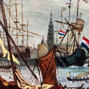 Jan van Genechten. Seascape “View of the old port of Amsterdam”.