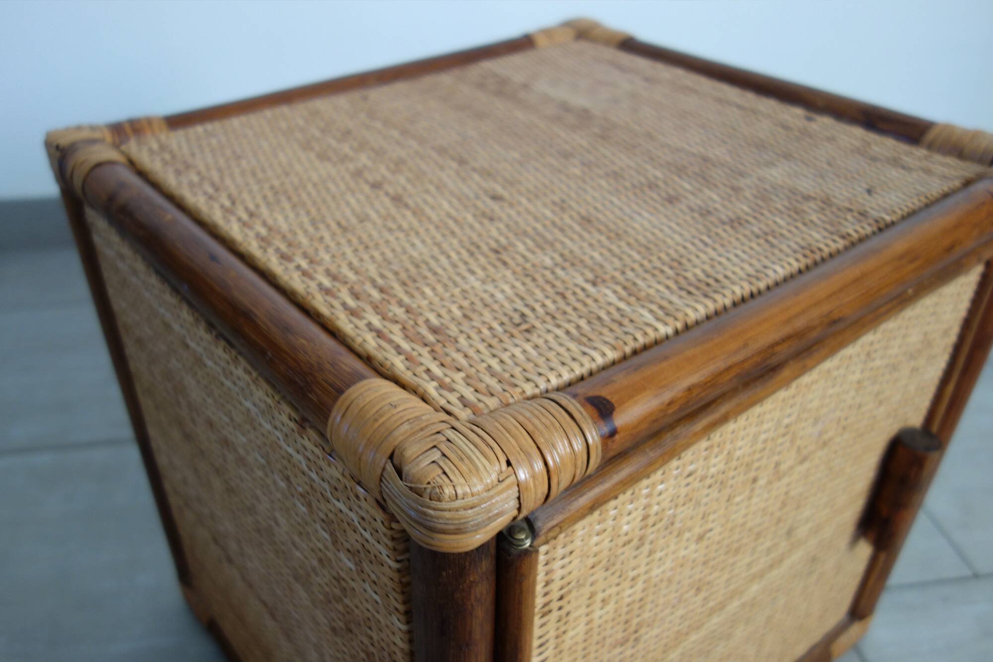 Small vintage rattan cube furniture