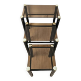 Set of 3 vintage nesting tables in smoked glass and black metal – 1970s
