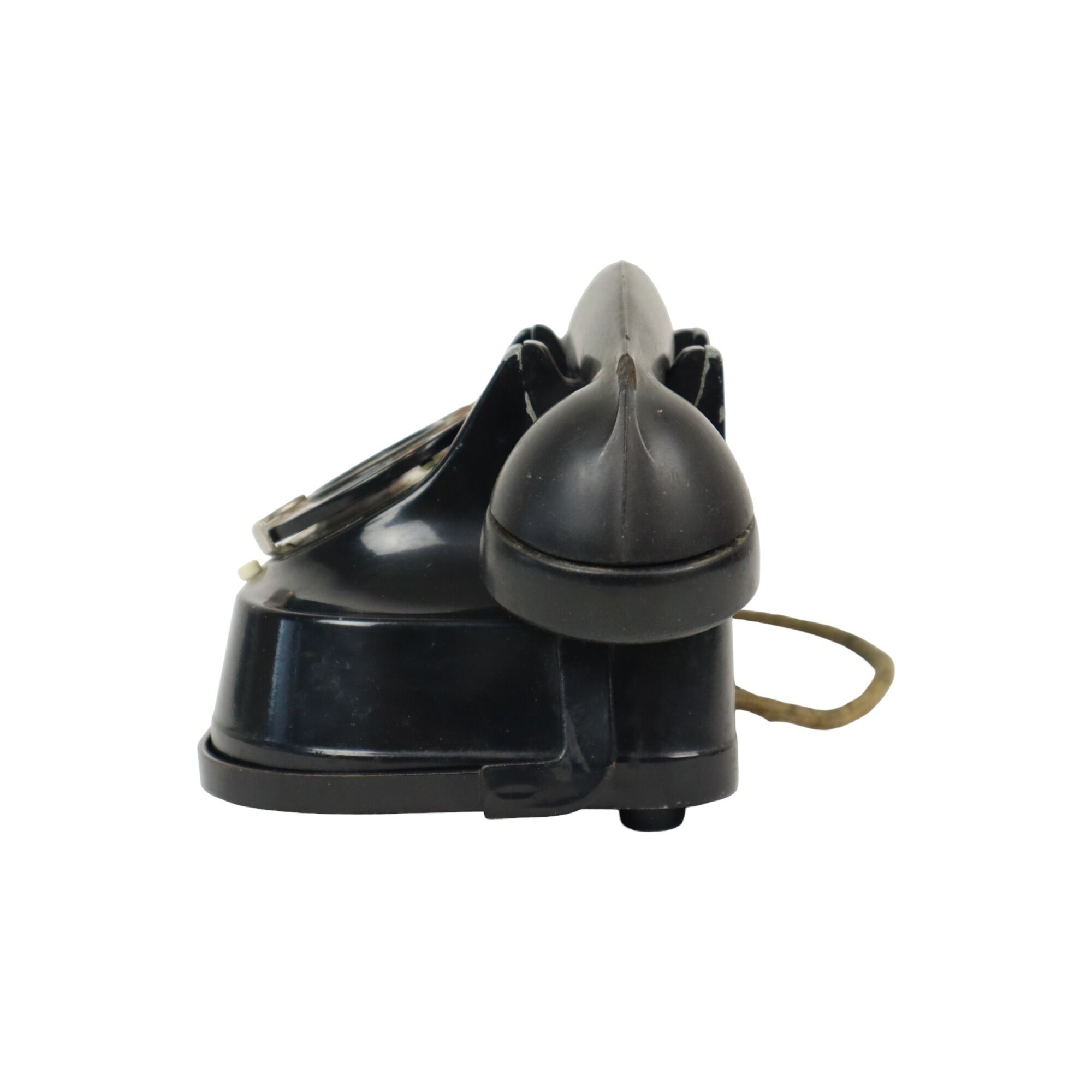 Old rotary dial telephone black metal bakelite rtt 1965