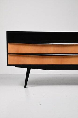 Buffet noir et marron des années 1950, style mid-century