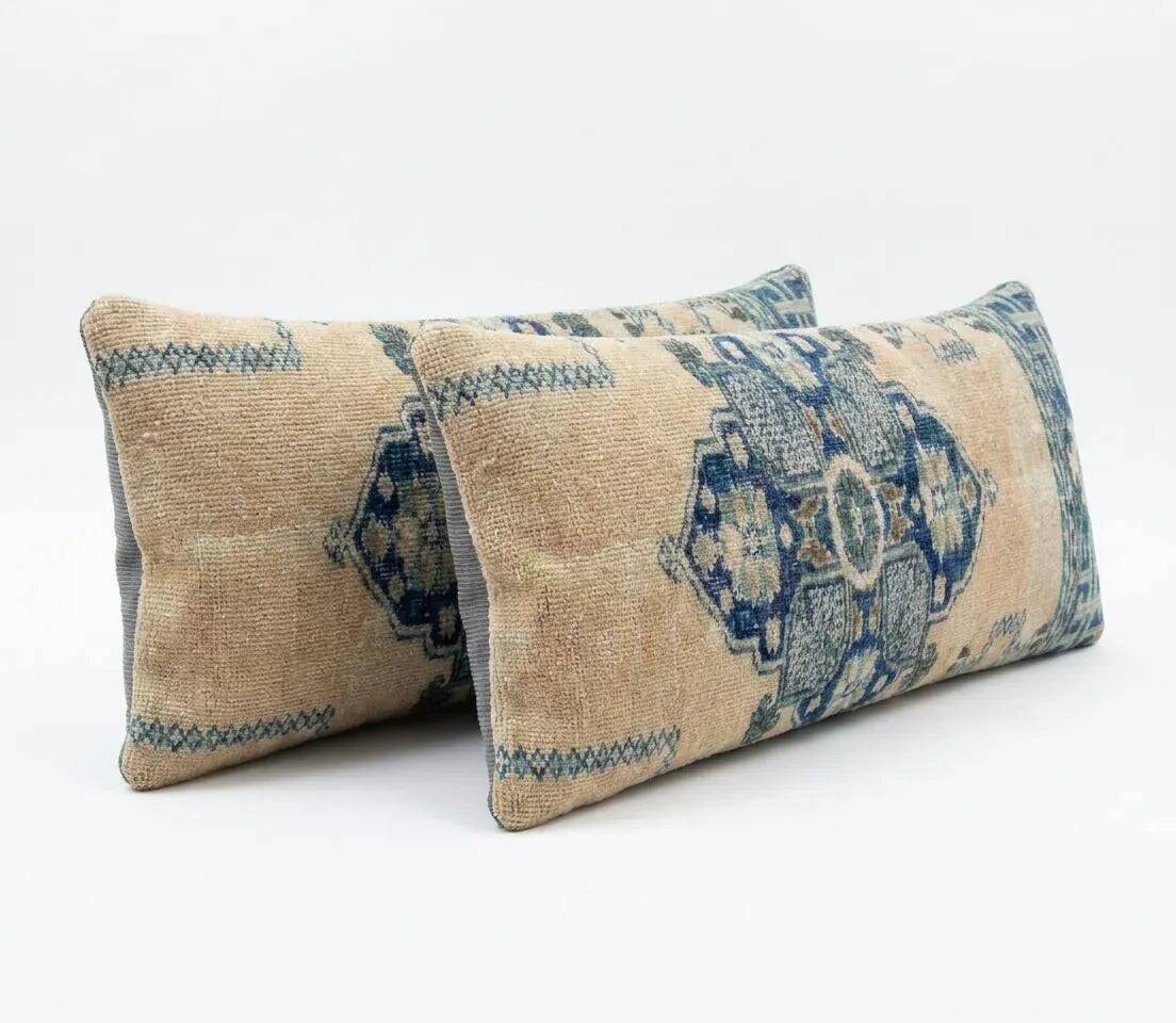 Set of 2 vintage Turkish cushion covers 38x104 cm