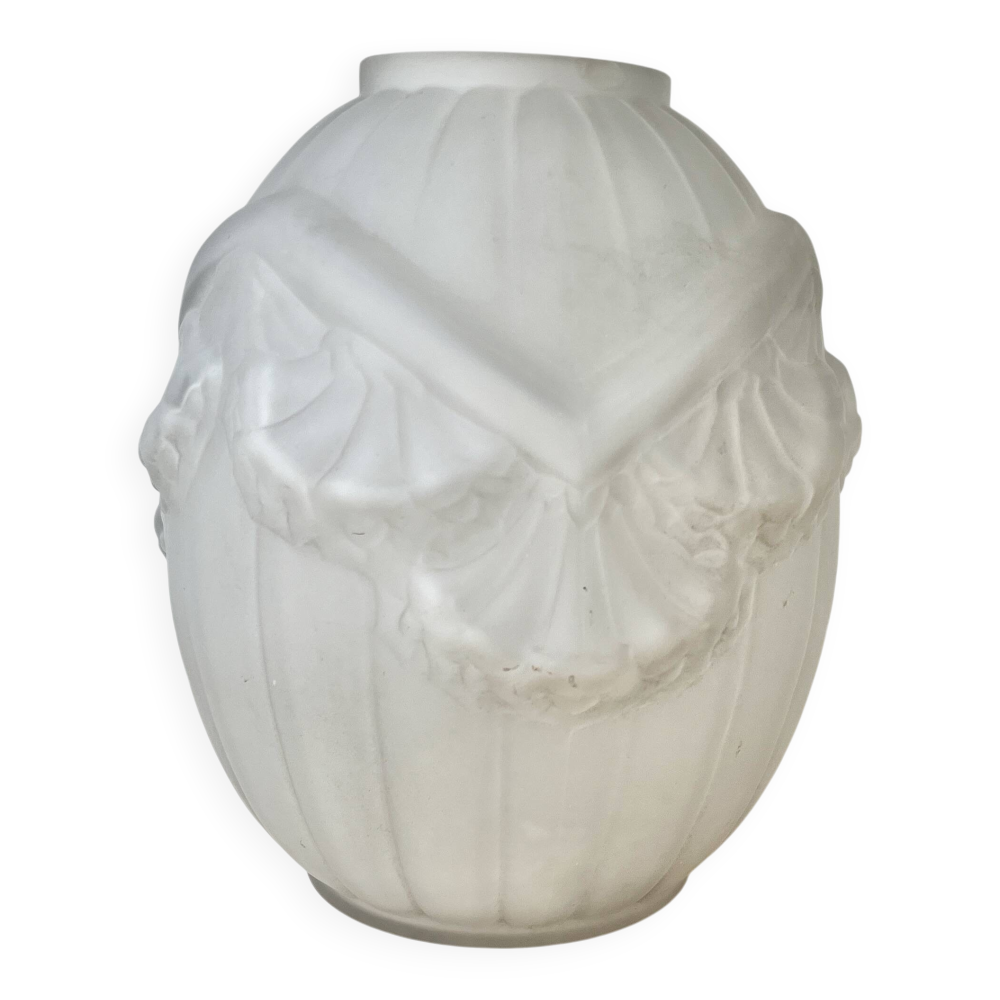 Antique Art Deco vase in moulded pressed glass signed Verçais Schneider.