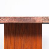 coffee table in copper and teak by heinz lilienthal, 1970s