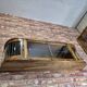 Rare 3-Zone Art Deco Walnut Wall Display Cabinet with Slatted Glass Doors
