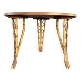 Bamboo and rattan table attributed to Audoux Minet