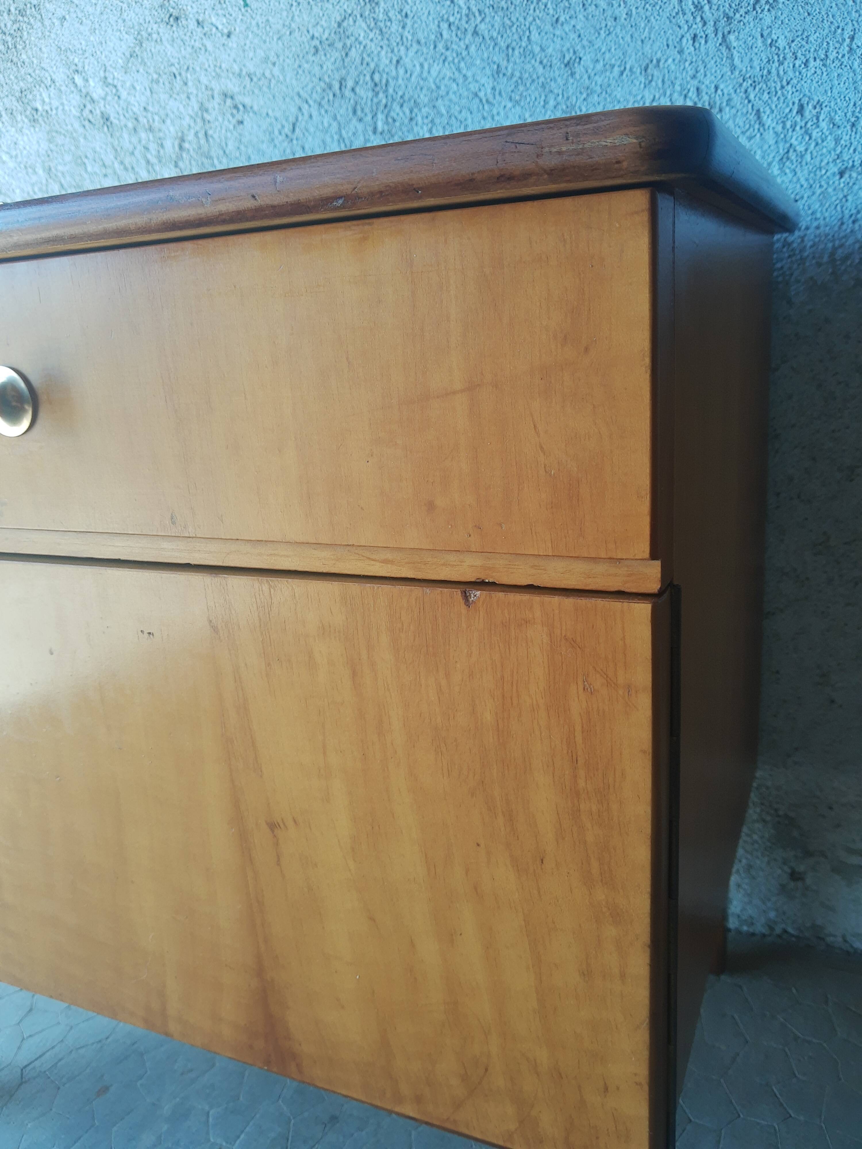 Vintage 70s light wood bedside table