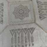 Moroccan vintage leather square pouf
