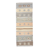 Light Green Striped Vintage Kilim Runner Rug, 63x180Cm