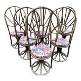 Set of 6 vintage rattan chairs
