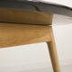 Round table, black lacquered top, solid oak base