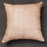 Indian cushion cover in hand-embroidered silk, beige and red