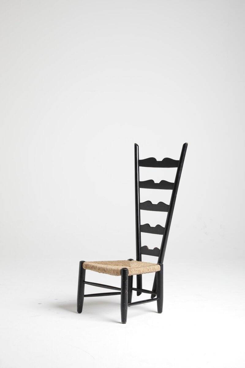 Chair in Wood and Wicker attributed to Gio Ponti for Casa and Giardino, 1939