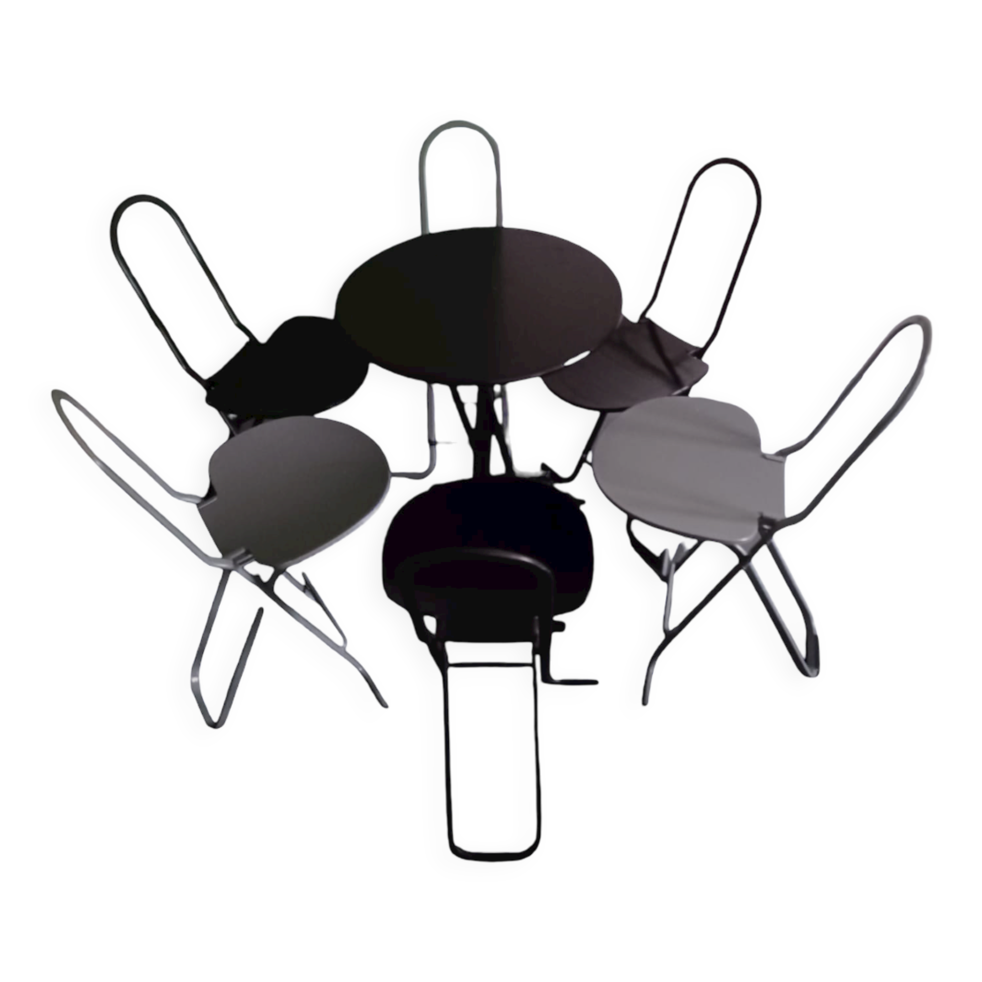 Gastone Rinaldi for Thema Italy 6 folding chairs 1 table ‘Dafne’ 1979