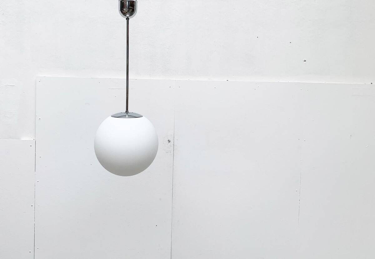 Vintage glass ball pendant lamp in German space style by Limburg.