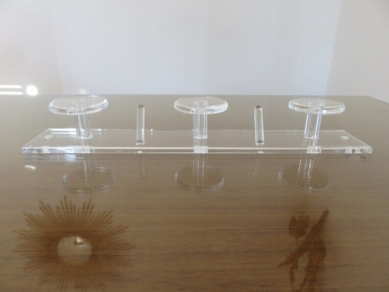 Wall coat rack in transparent plexiglass 3 hooks. 1980