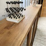 Enfilade de métier en chêne avec portes vitrées