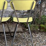 Chaises Formica jaune  pieds compas 1950