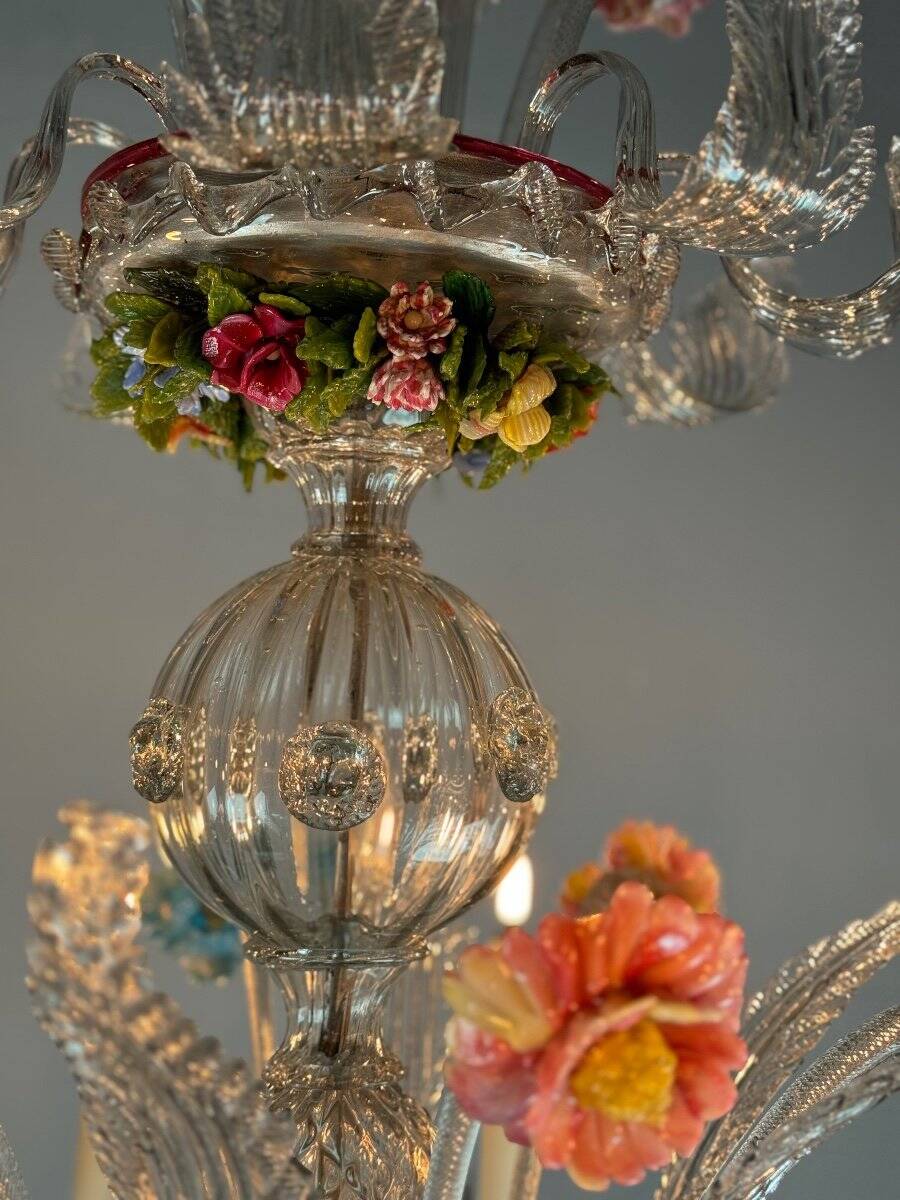 Two Tier Multicolor Murano Glass Venetian Chandelier